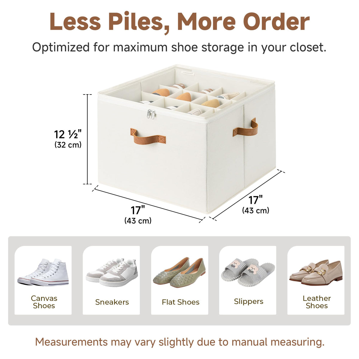 StorageWorks Shoe Organizer durable side panels keep shape under pressure.