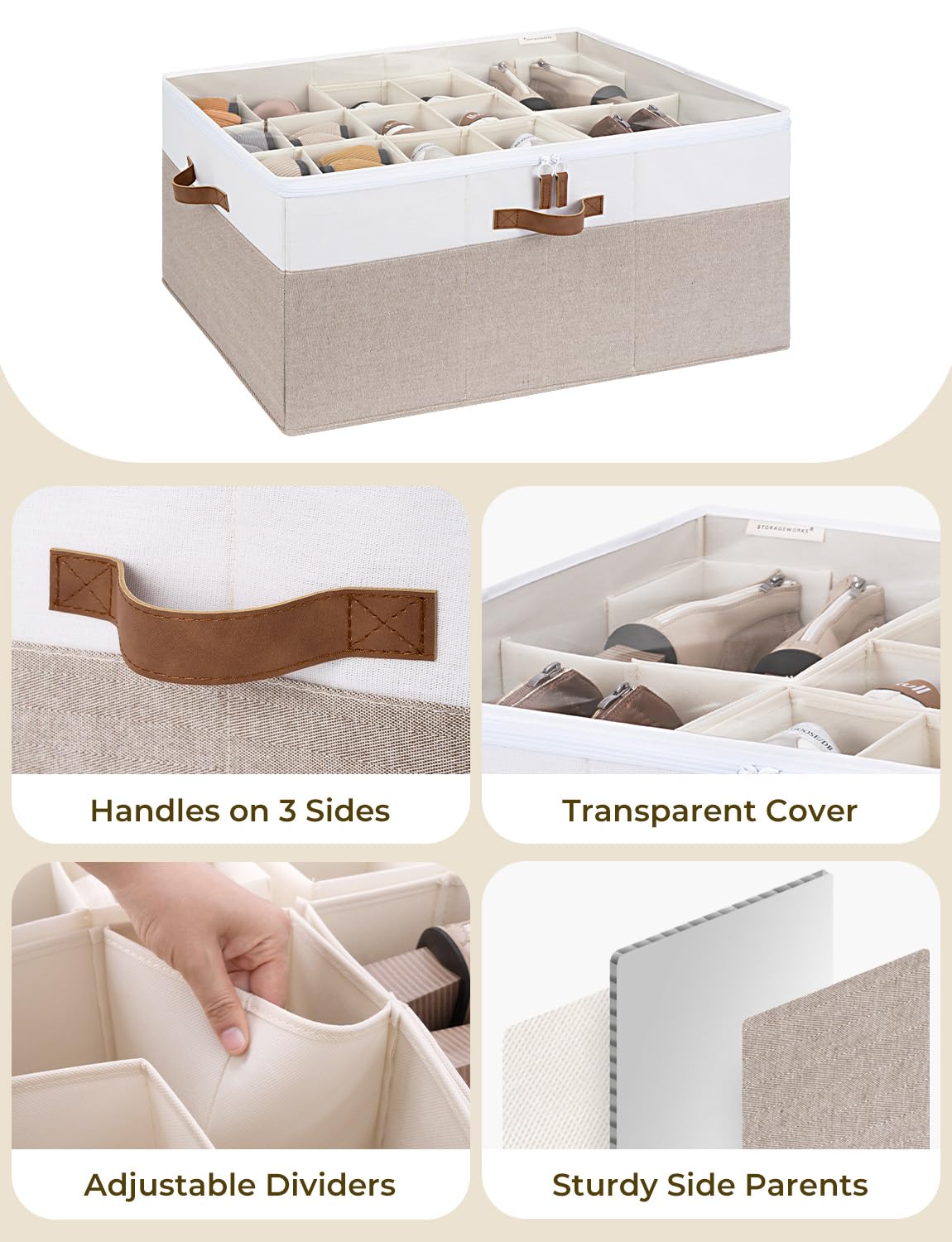 StorageWorks sturdy side panels and bottom plate maintain shape under pressure