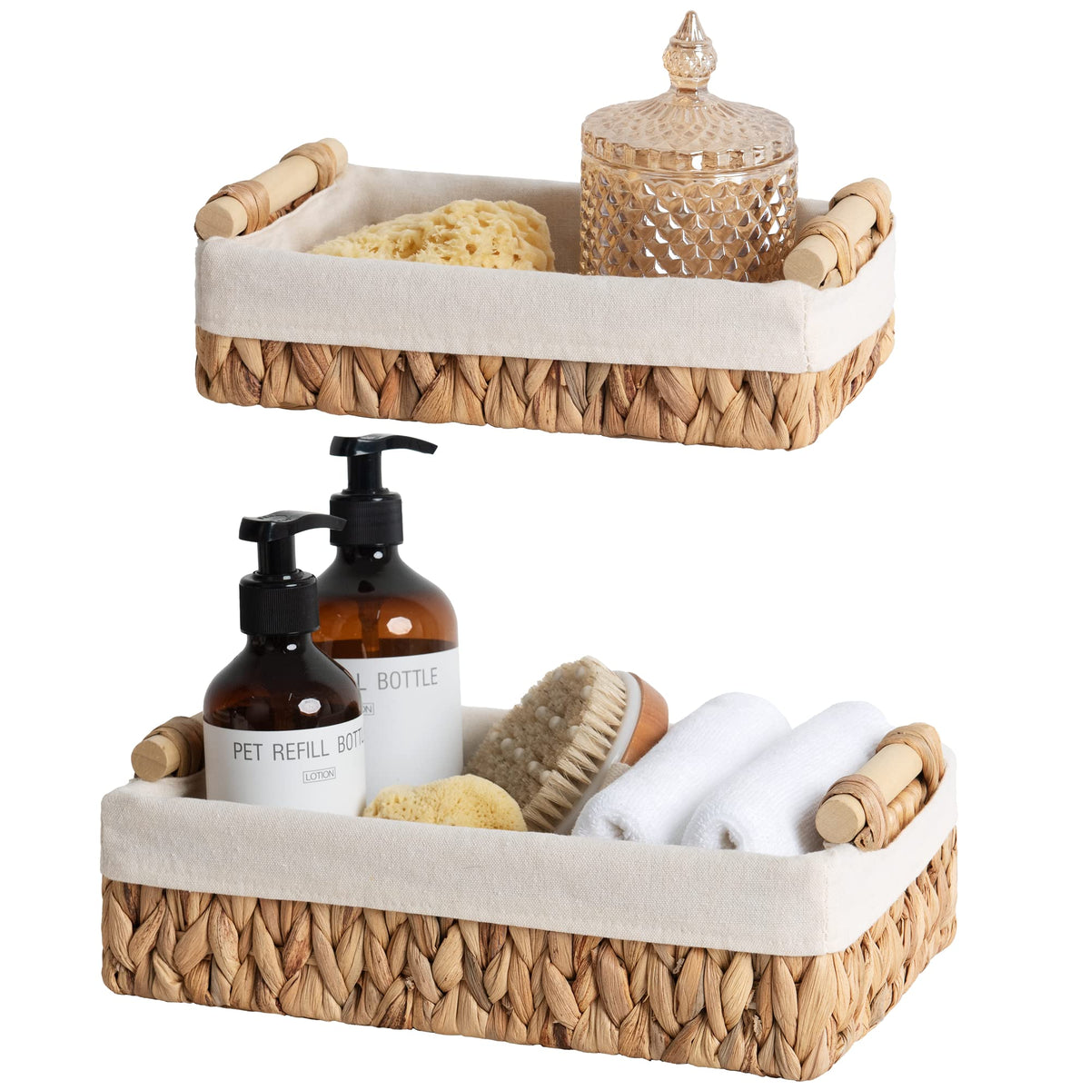 StorageWorks toilet-top basket with removable liner for easy cleaning.