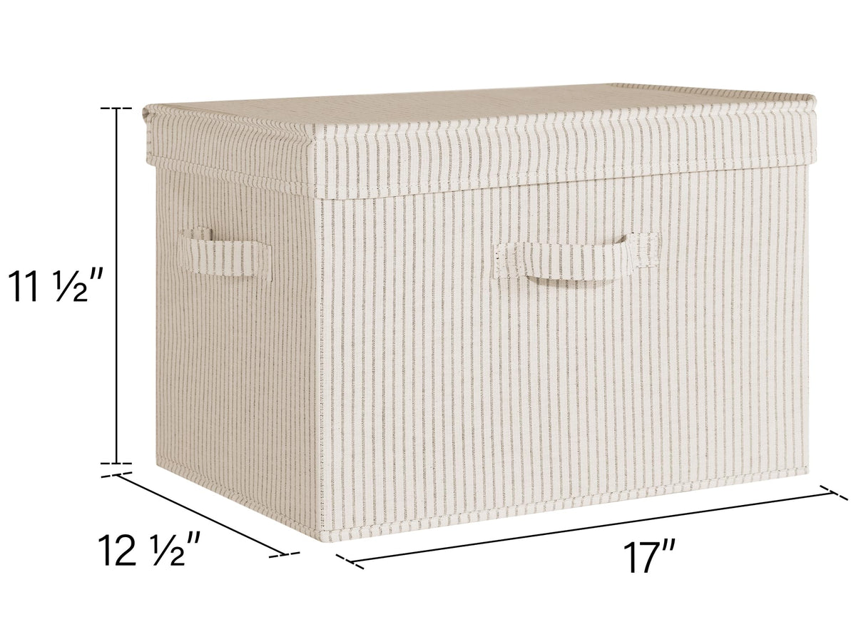 StorageWorks stackable closet organizer bin with lid on shelf