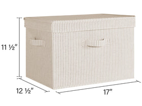 StorageWorks stackable closet organizer bin with lid on shelf