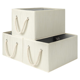 StorageWorks storage baskets for shelves in beige aid tidy linen closet organization.