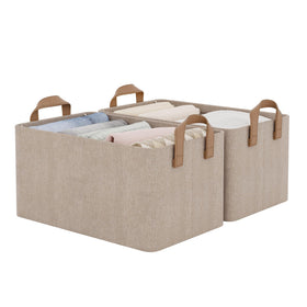 StorageWorks fabric storage bin with metal frame emphasizes a sturdy structure for upright storage.