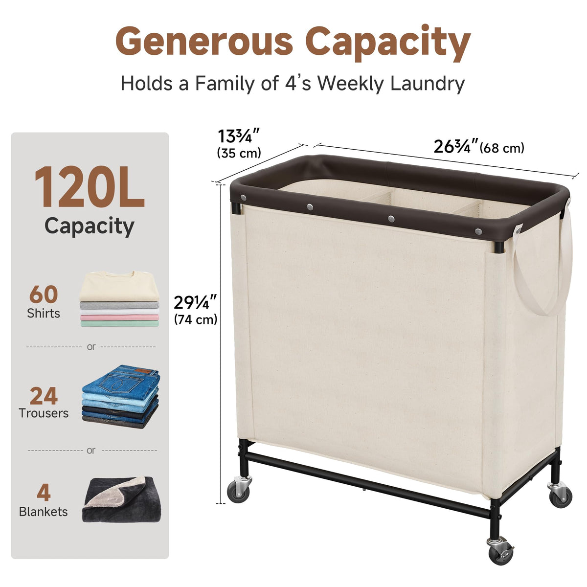 StorageWorks sturdy iron frame provides stable daily laundry support.