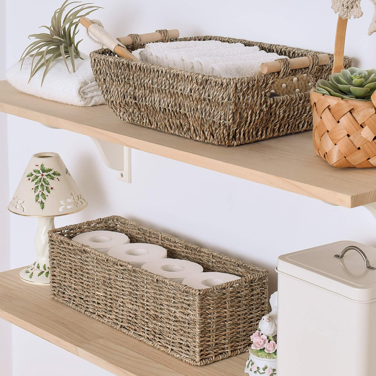 StorageWorks toilet-paper-mega-rolls storage highlights capacity for multiple rolls.