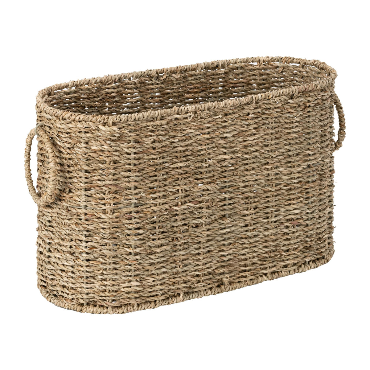 StorageWorks seagrass basket close-up showing woven texture for bathroom organization