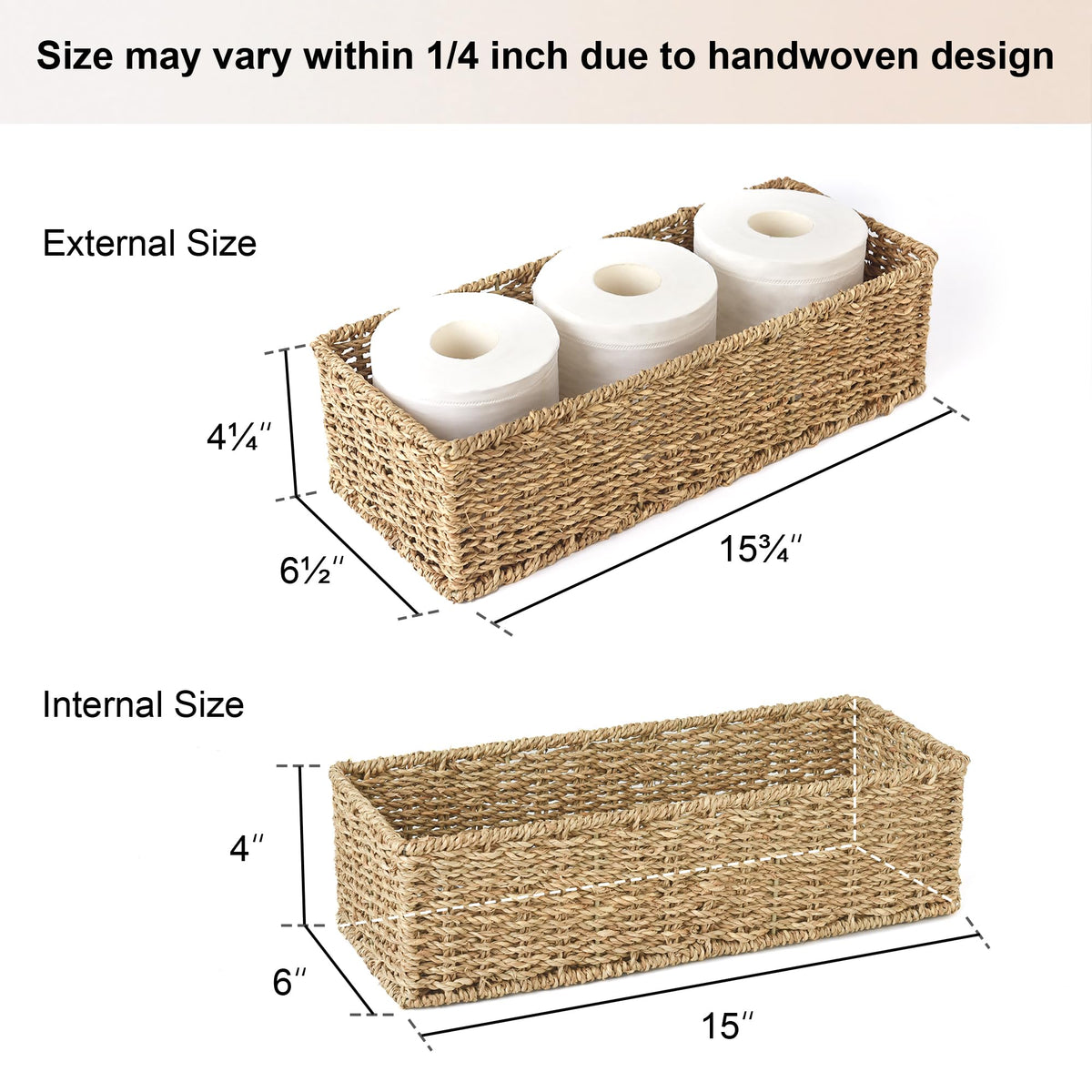 StorageWorks toilet-tank-basket-2pack sits neatly on the tank, keeps rolls handy.