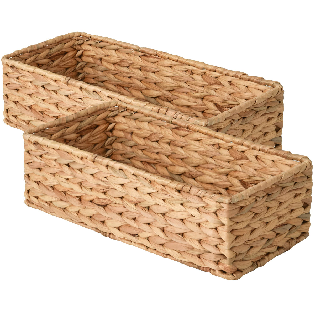 StorageWorks toilet tank basket with water hyacinth weave for extra storage.