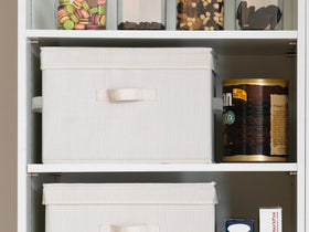 StorageWorks versatile bins for towels, clothes, shoes, and books