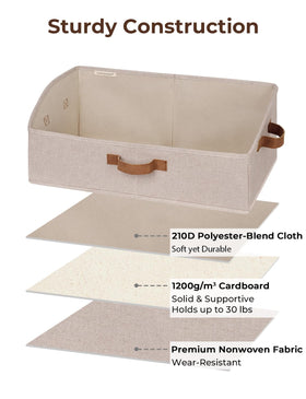StorageWorks trapezoid bin enhances bedroom and living room organization.