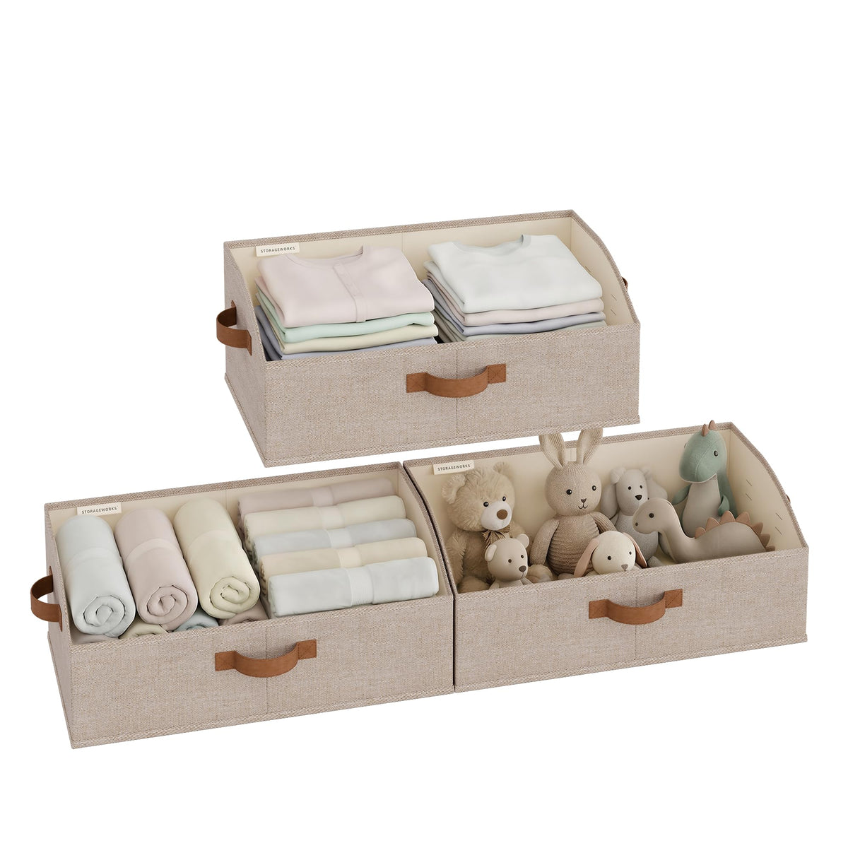 StorageWorks trapezoid bin open-front shows easy access and visibility.