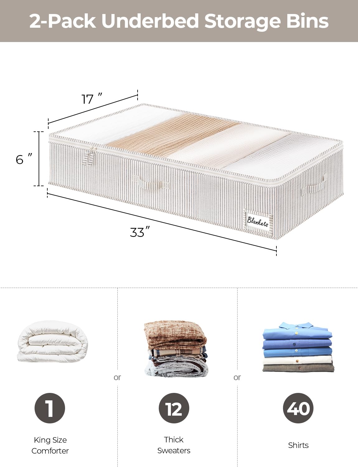 StorageWorks ultra-thick fabric box reinforced by cardboard for lasting sturdiness.