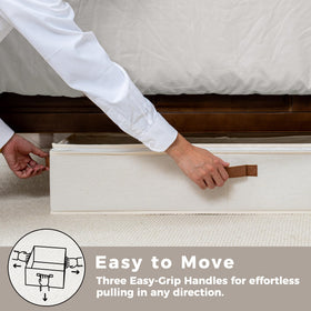 StorageWorks under-bed bin foldable and stackable for versatile storage.