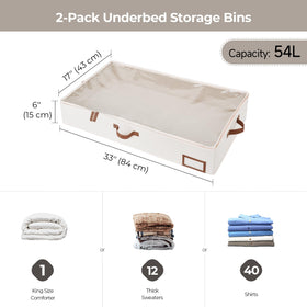 StorageWorks under-bed bin in use under bed with organized items.