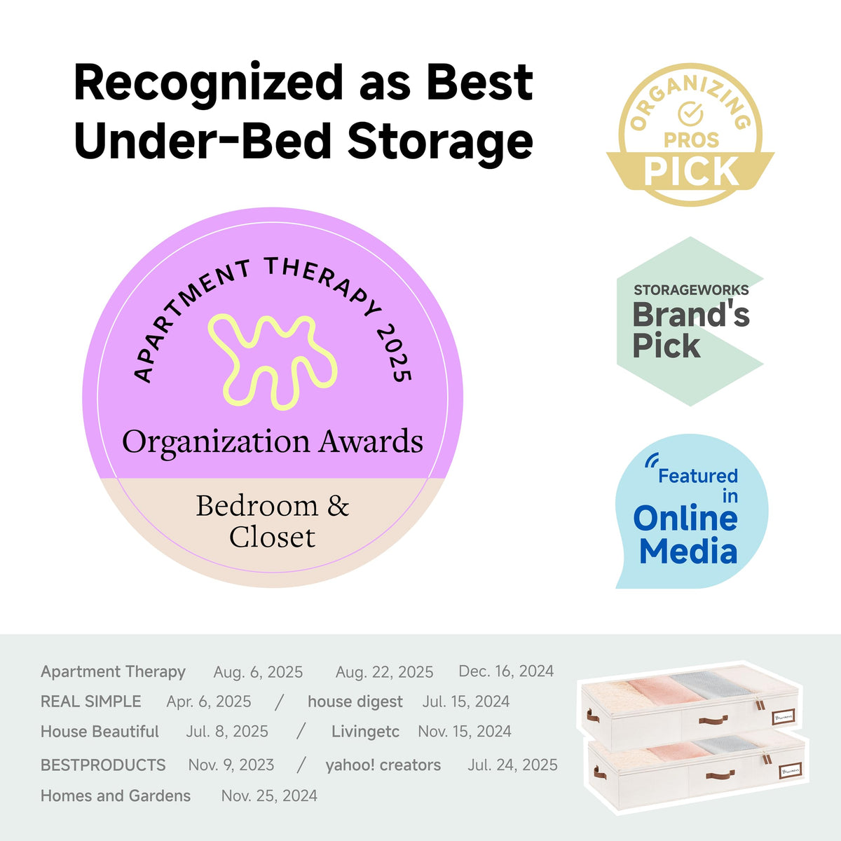 StorageWorks under bed bin with label holder keeps items organized at a glance.
