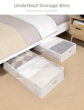 StorageWorks under-bed bin stores shoes, sweaters, and small accessories neatly.