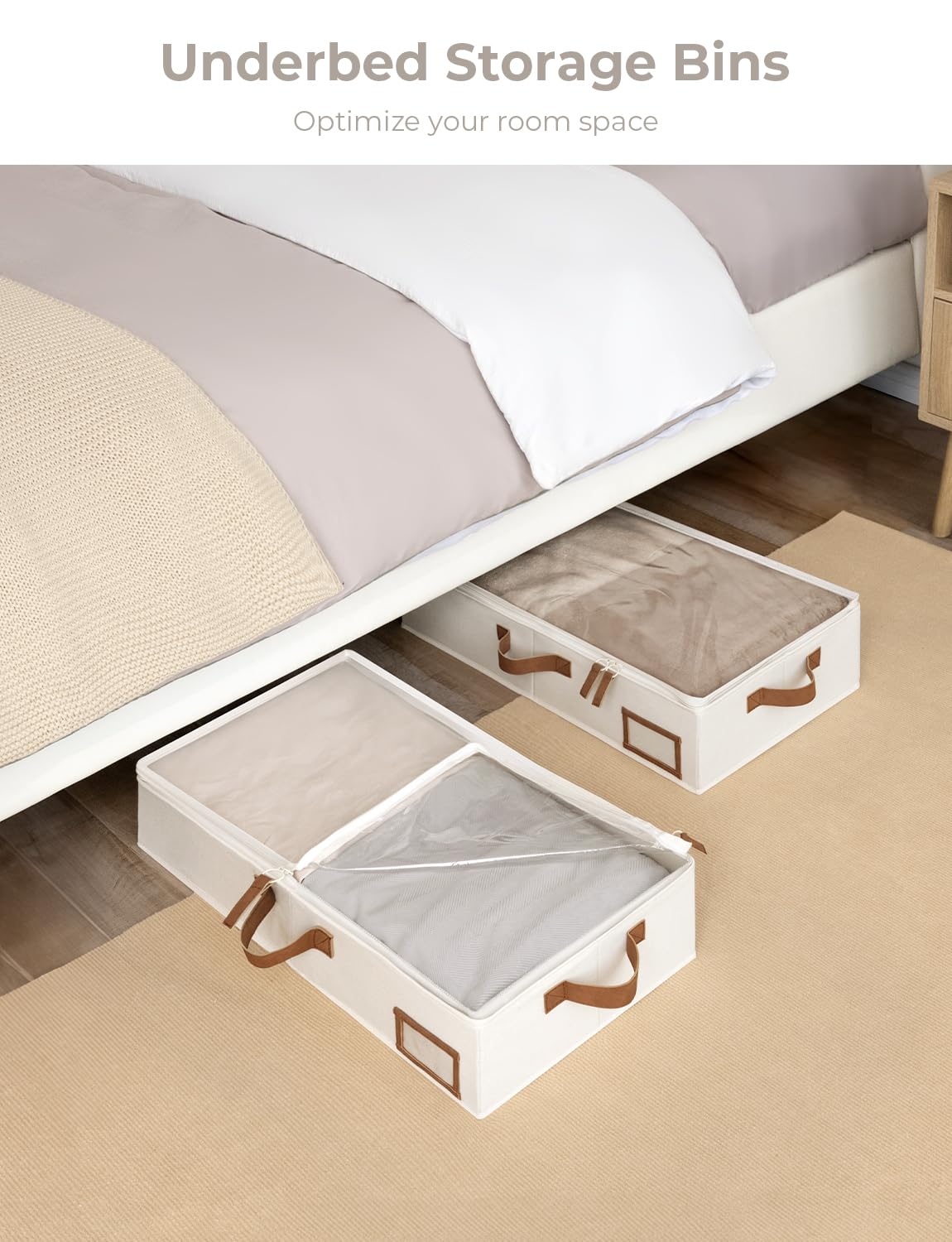 StorageWorks under bed bin ideal for clothes, blankets, and seasonal storage.