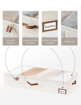 StorageWorks under-bed bin label holder helps identify items at a glance.