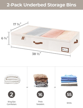 StorageWorks under-bed bin stackable design saves space in tight closets.