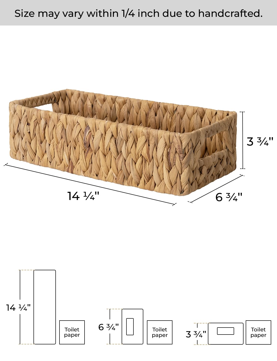 StorageWorks basket with built-in handles for easy bathroom organization.