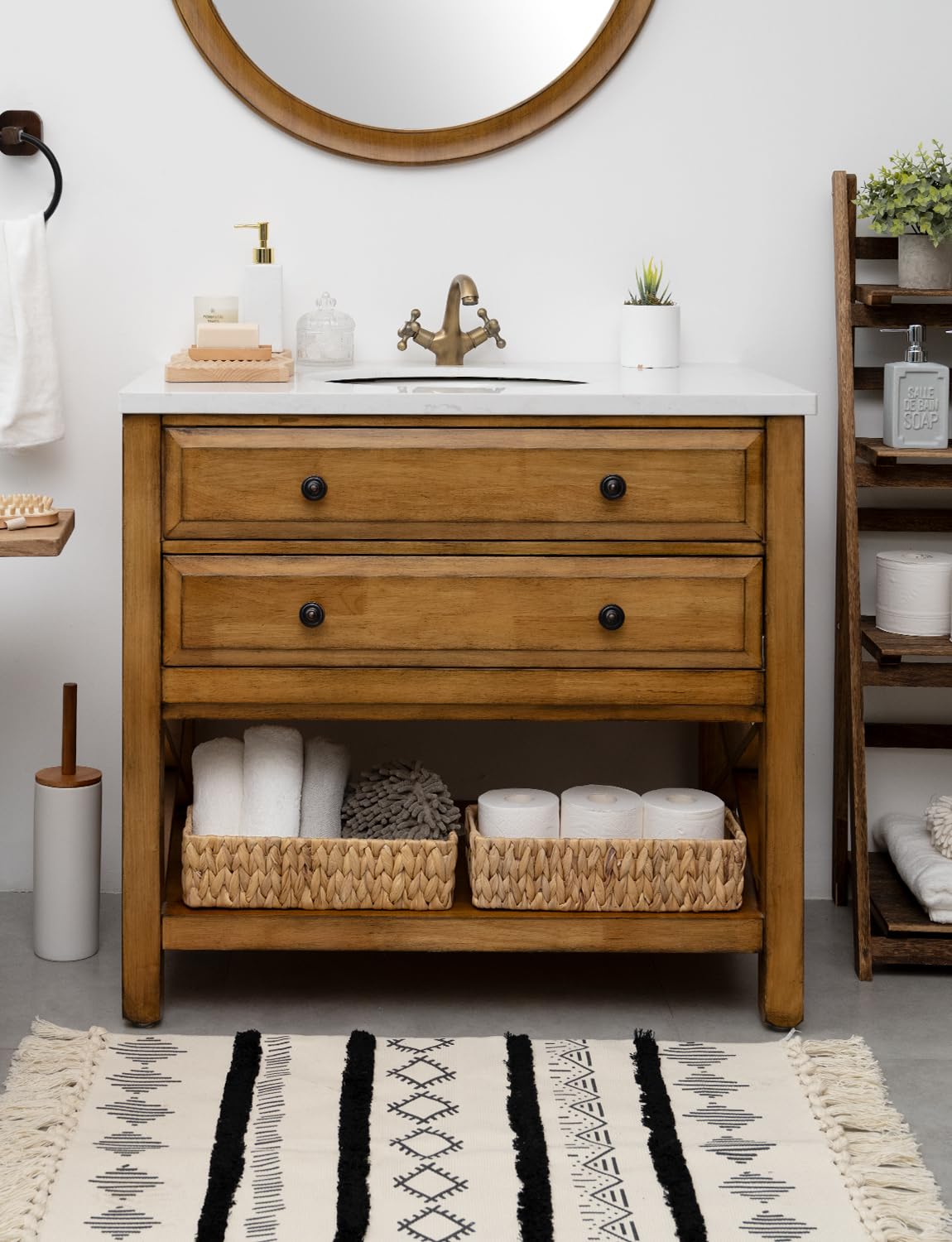 StorageWorks eco-friendly water hyacinth basket adds natural charm.