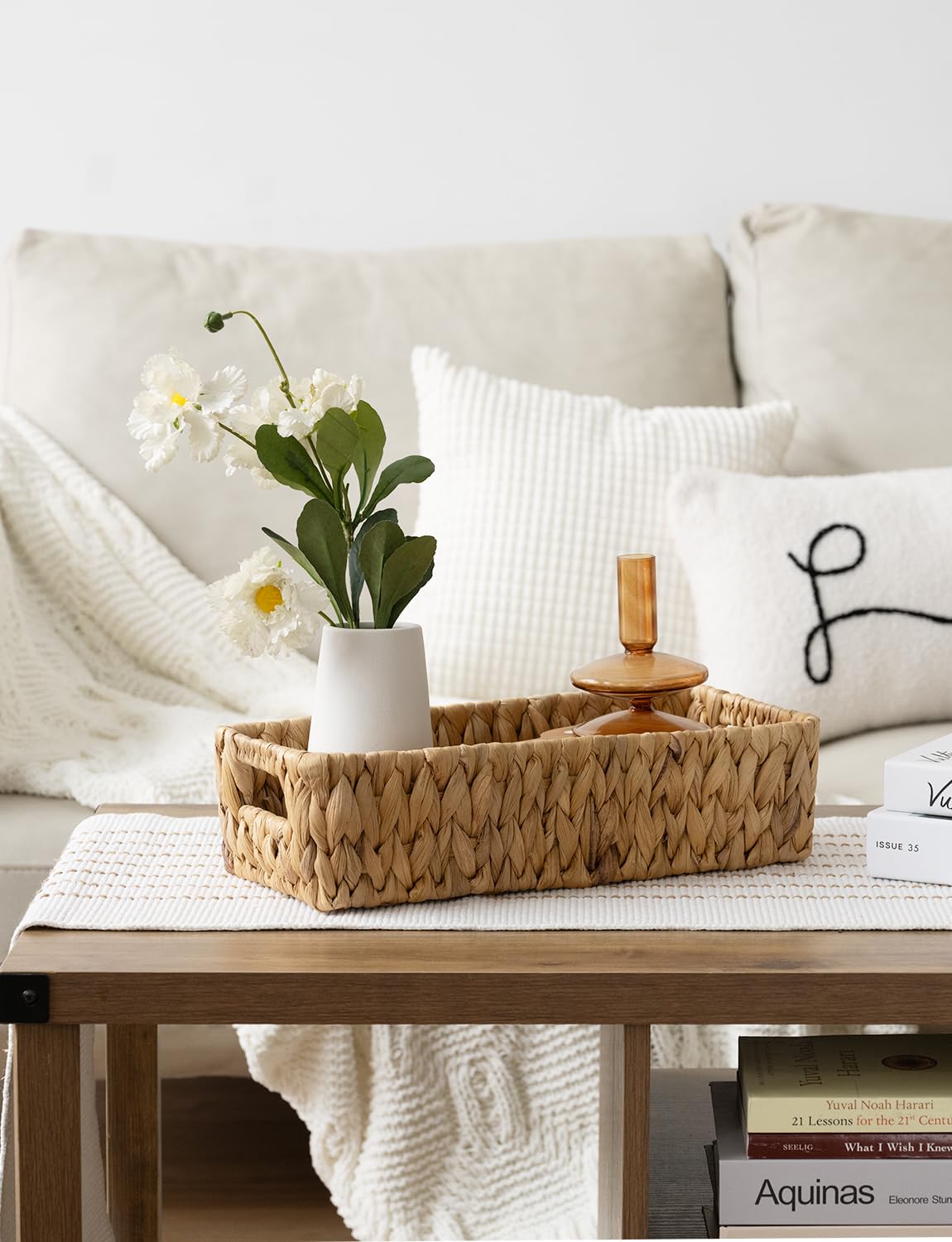 StorageWorks basket fits small plants and diffusers for decor.