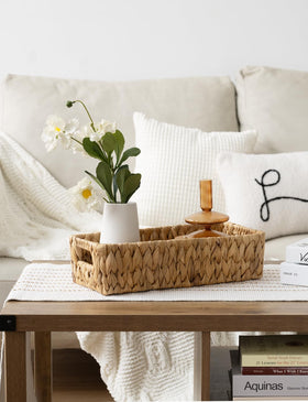 StorageWorks basket fits small plants and diffusers for decor.