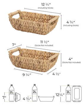 StorageWorks water hyacinth basket with wooden handles for easy transport and organization