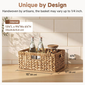 StorageWorks water hyacinth weave close-up highlighting natural texture and eco appeal.