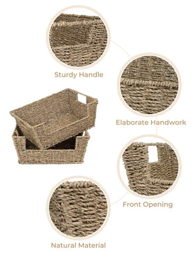 StorageWorks wicker basket organizes baking ingredients neatly on shelves.