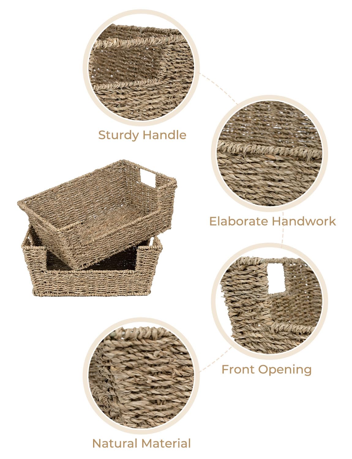 StorageWorks wicker basket organizes baking ingredients neatly on shelves.