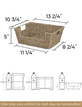 StorageWorks handwoven seagrass texture adds warmth to kitchen storage.