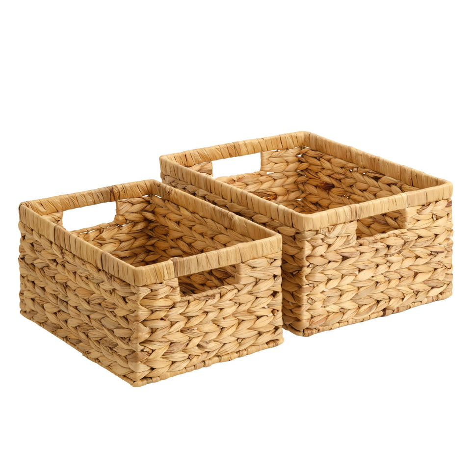 StorageWorks handwoven wicker basket in living room for organized storage.