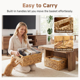 StorageWorks wicker basket in pantry for compact food organization.