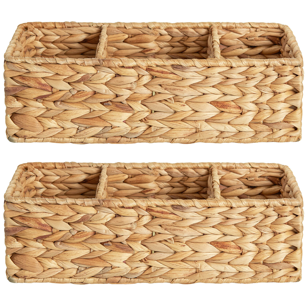 StorageWorks wicker basket tank topper in natural weave, ideal for bathroom storage
