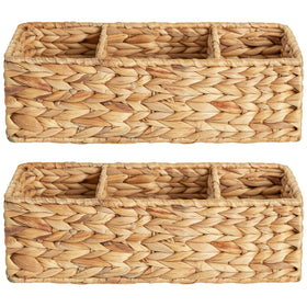 StorageWorks wicker basket tank topper in natural weave, ideal for bathroom storage