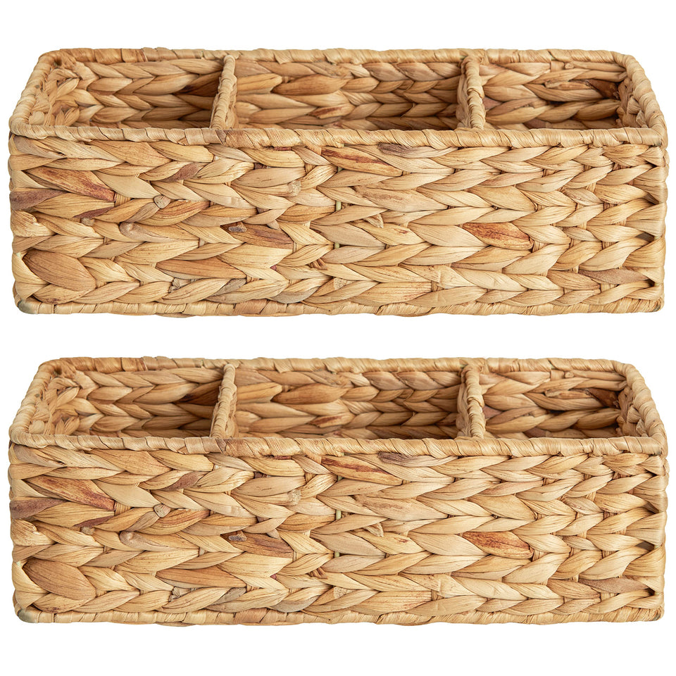 StorageWorks wicker basket tank topper in natural weave, ideal for bathroom storage