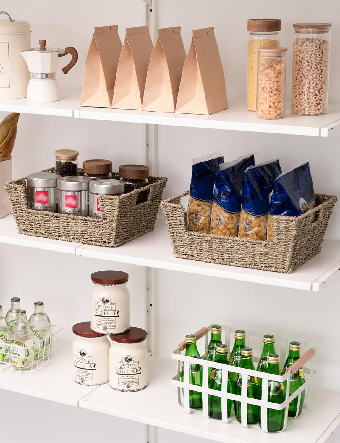 StorageWorks two-pack stacks neatly for space-saving pantry organization.
