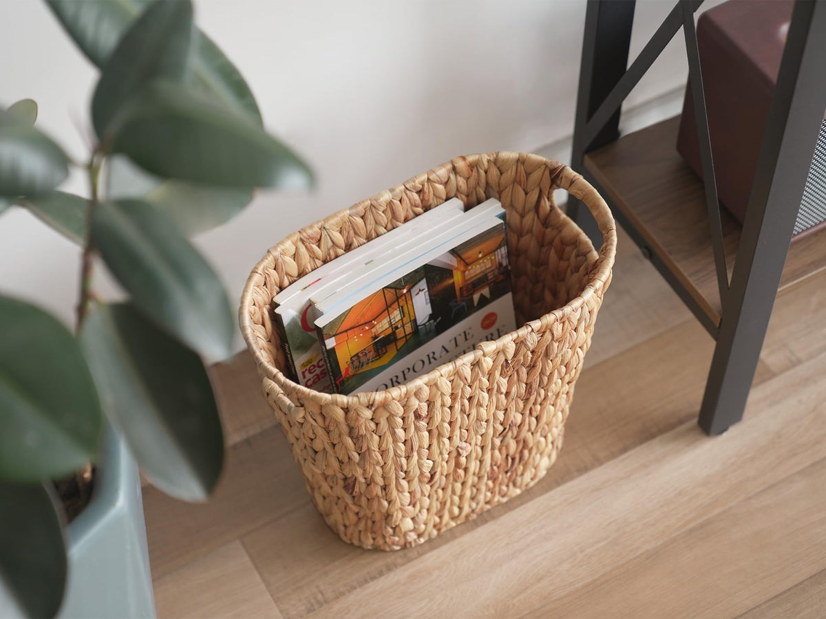 StorageWorks Wicker Waste Basket suited for bathrooms and small spaces.