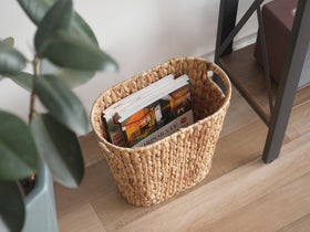 StorageWorks Wicker Waste Basket suited for bathrooms and small spaces.