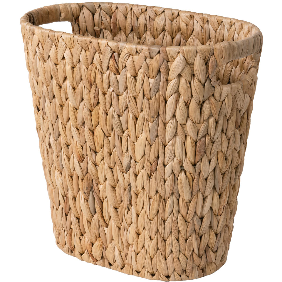 StorageWorks Wicker Waste Basket handwoven water hyacinth adds natural texture to any room.