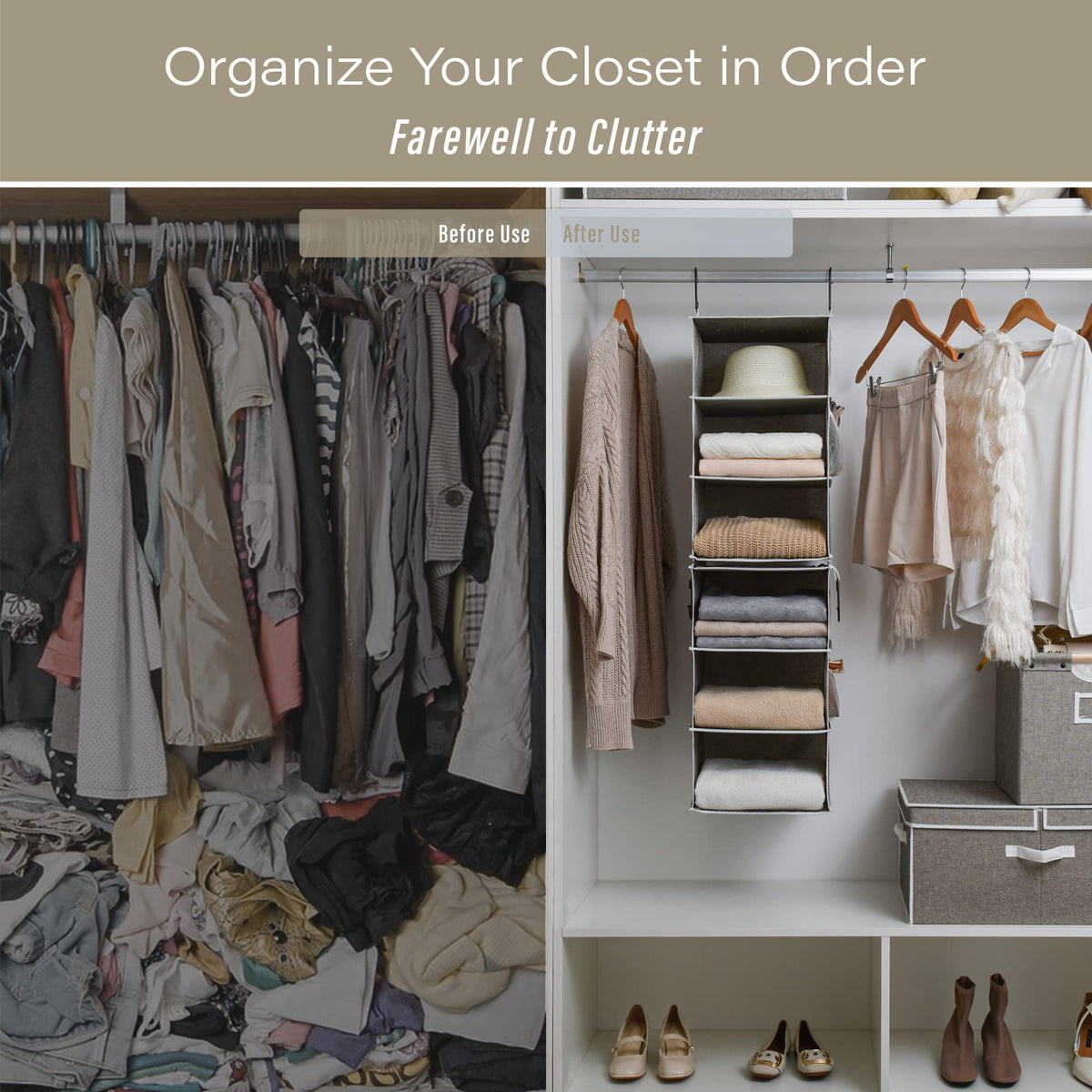 StorageWorks wide closet organizer fits most rods with two sturdy hooks for easy hanging.