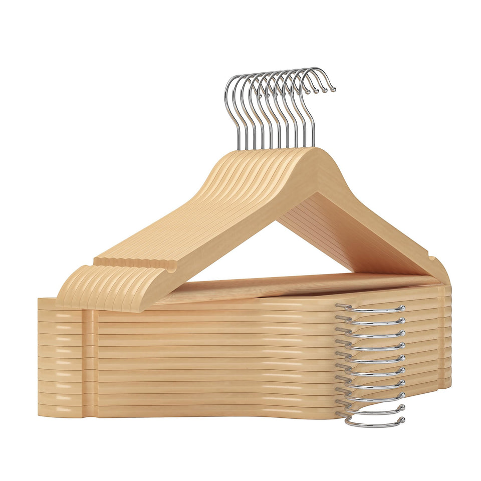 StorageWorks wooden hanger in closet for organized, space-saving storage