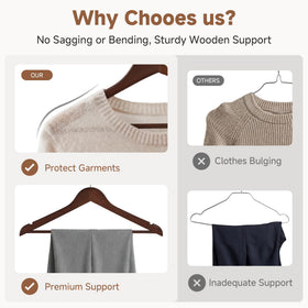StorageWorks wooden hanger features non slip grip and strap notches.