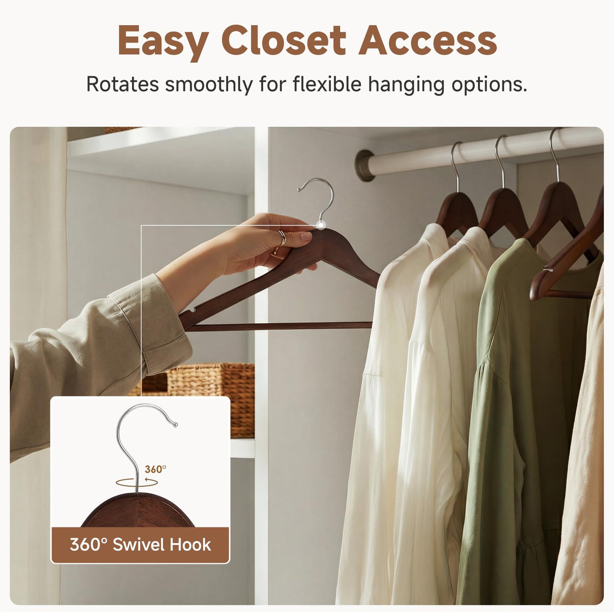StorageWorks wooden pants hanger bar keeps trousers neatly aligned.