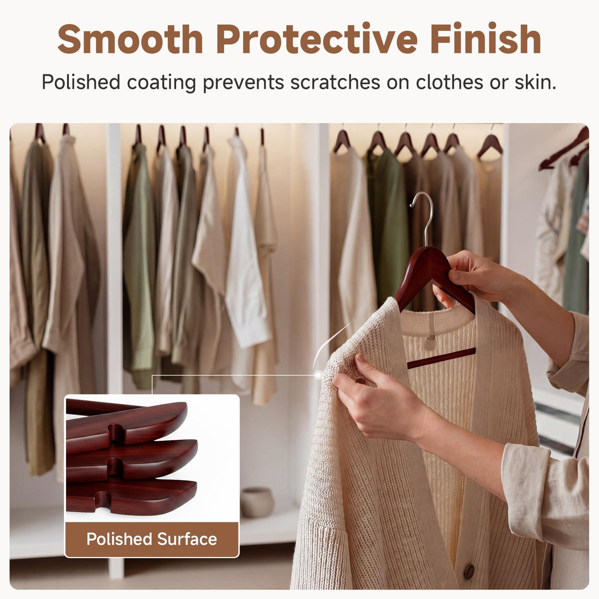 StorageWorks 360-degree swivel hook enables flexible hanging in tight closets.