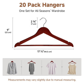 StorageWorks wooden hangers with contoured shoulders prevent creasing and maintain shape.