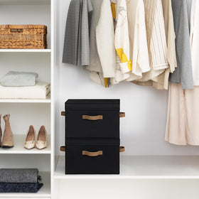 StorageWorks 20L capacity bins organize coats, books, and textiles neatly.