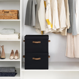StorageWorks 40L capacity decorative bin holding winter accessories or books.