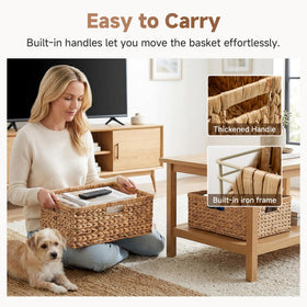 StorageWorks artisan handwoven basket with durable frame and elegant weave